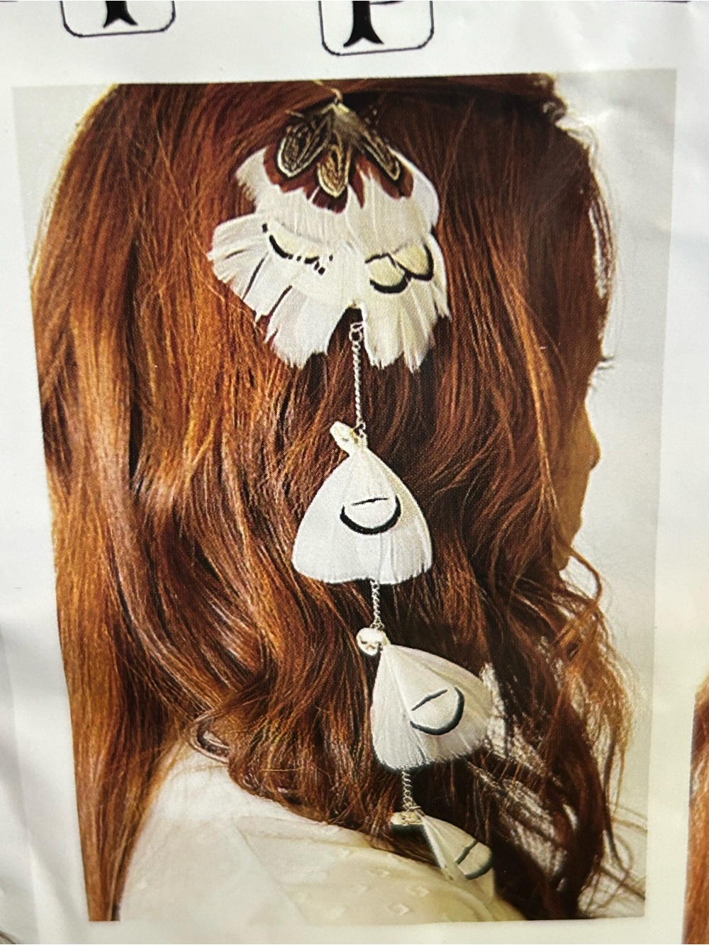 White Feather Dangle Hair Clip